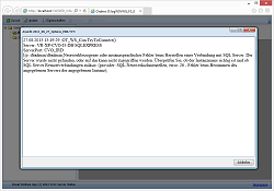 Server Überwachungs-Anwendung Modul Log Explorer. Anzeige des Error Log.